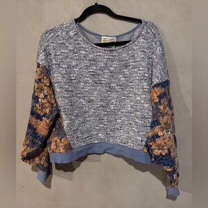 Saturday Sunday Anthropologie cropped oversized dolman floral sweater medium